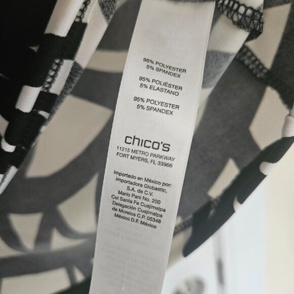 Easywear by Chico's Top Tunic Stretch Artsy Geometric Black White Size 0 (Small) - Picture 4 of 5